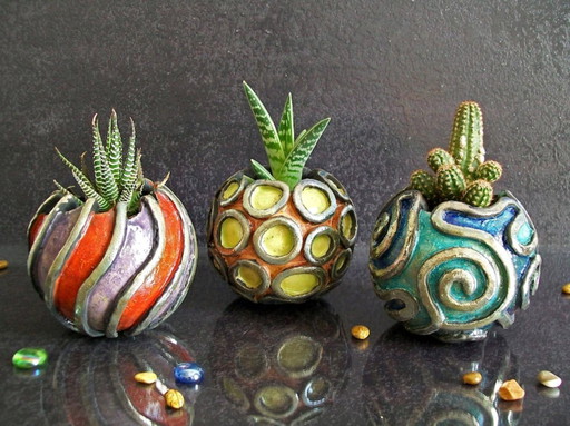 3 magnifiques pots en céramique (Federico Becchetti). 🪴🪴🪴