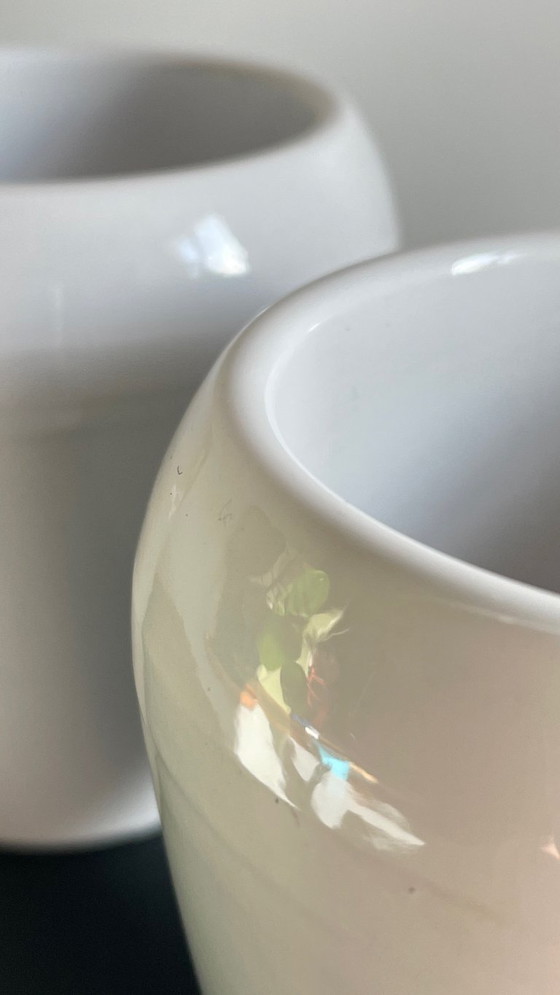 Image 1 of Pair of White Ceramic Candlesticks