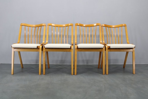 Set di quattro sedie da pranzo restaurate di metà secolo di Jitona