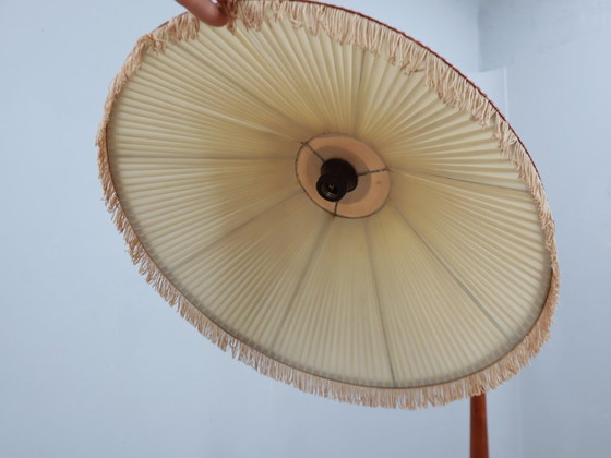 Image 1 of Osvaldo Borsani adjustable floor lamp brass & cherry wood 1950s