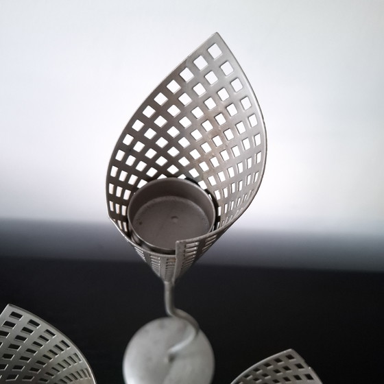 Image 1 of 3x vintage kandelaar Memphis Milano grijs metaal jaren 80