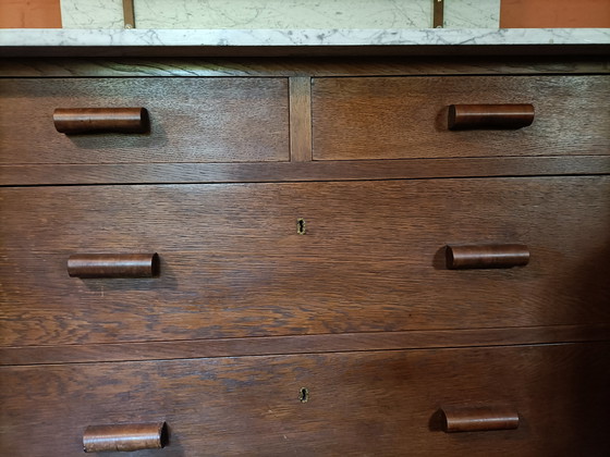 Image 1 of Chest of drawers with marble top and mirror