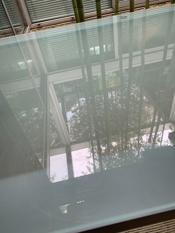 Image 1 of Aluminum table with glass top