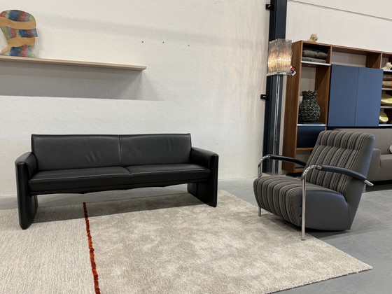 Image 1 of Leolux Evidence Boa Vista Sofa 2.5 Seater Black Leather