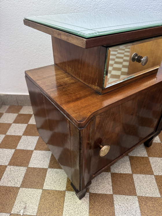Image 1 of Nachtkastje in art-decostijl van gespiegeld hout