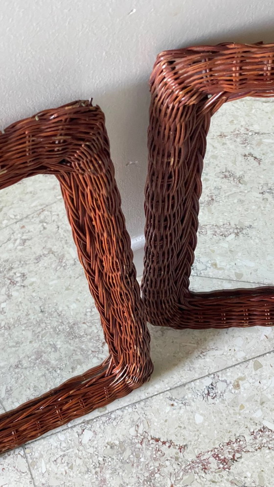 Image 1 of Coppia di specchi vintage in rattan