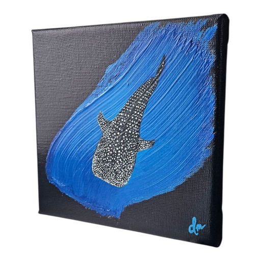 Original handmade acrylic painting of a whale shark
