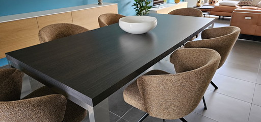 Solid oak dining table 220 x 100 with chrome legs