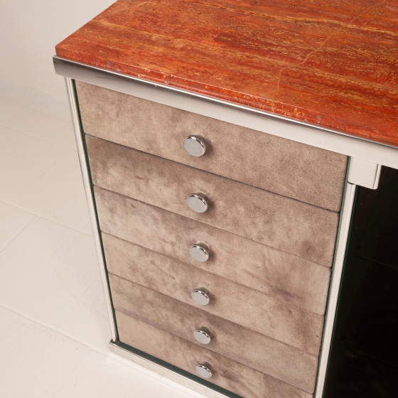 Credenza Astro in marmo e pelle di Guido Faleschini per i4 Mariani 1979 – Credenze, Marble, Glass (photo 13 of 20)