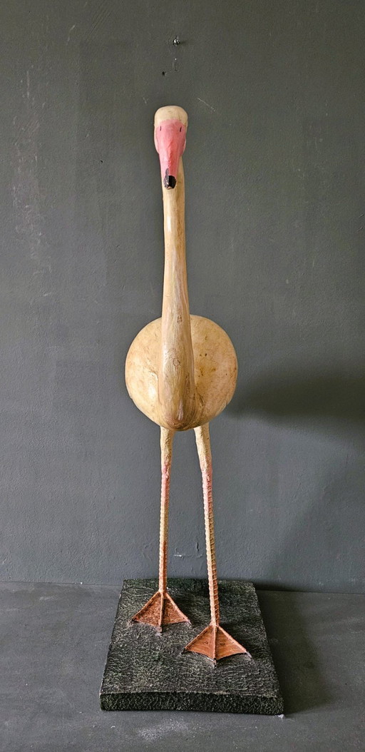 A wooden flamingo, decorative object mid-20th century,