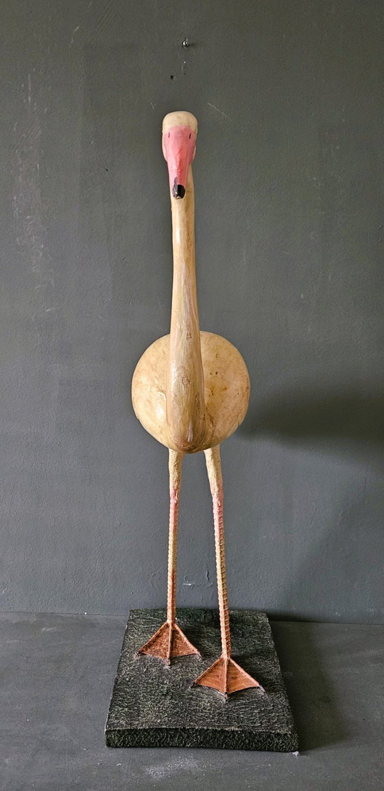 Image 1 of A wooden flamingo, decorative object mid-20th century,