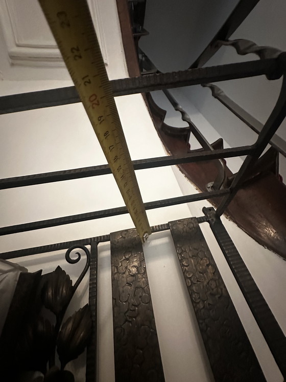 Image 1 of Art-Deco wrought-iron coat rack and Degue lamp