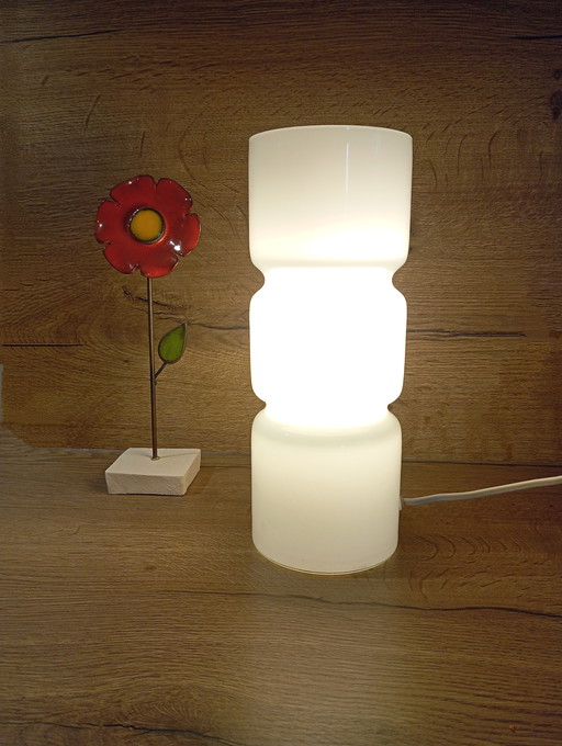 Table lamp white glass opaline space age style 1980/90
