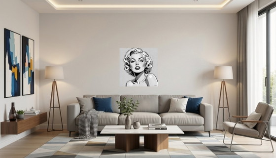 Ritratto Pop Art Marilyn Monroe - (60x60 Cm), Dipinti e disegni, Tela, Multicolore (foto 14 di 15)