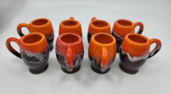Image 1 of Vallauris keramiek koffieservies Frankrijk Côte-d'Azur 1960 vintage Set van 9