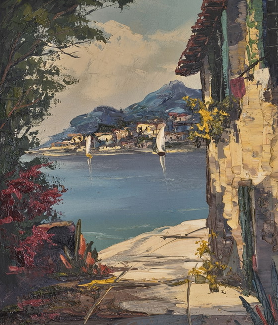Painting of a Mediterranean Coast, Signed Marcelli. – Paintings & Drawings, Wood, Other (photo 4 of 10)