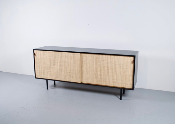 Image 1 of FLORENCE KNOLL SIDEBOARD MODEL 116 WOOD, LEATHER AND RAFFIA 1960