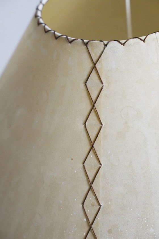 Image 1 of Lampada da tavolo Bonsai Josep Llusca Blauet anni '90, stile spagnolo Mid-Century, in legno di cedro, paralume in pergamena.