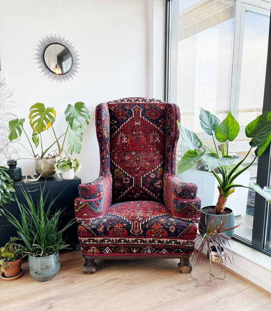 Image 1 of Vintage Handmade Turkish Kelim Highback Armchair