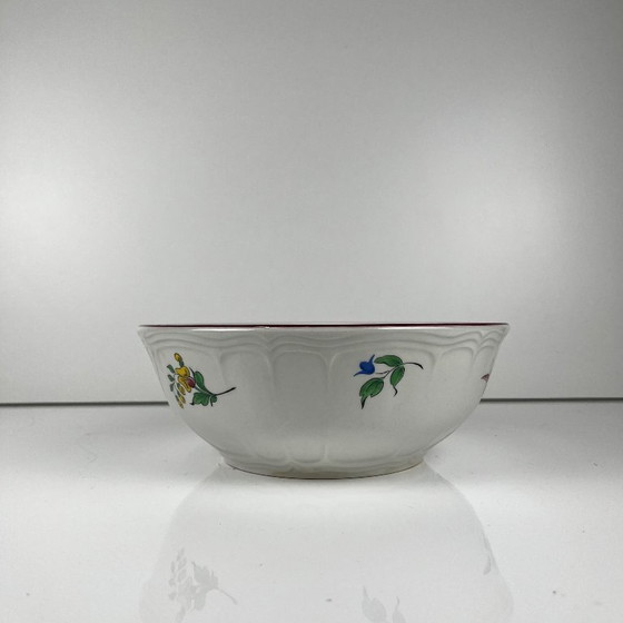 Salad bowl PM, Réverbère Model by KG Lunéville, Rose Pattern, Worked Exterior – Crockery, Ceramic (photo 4 of 6)