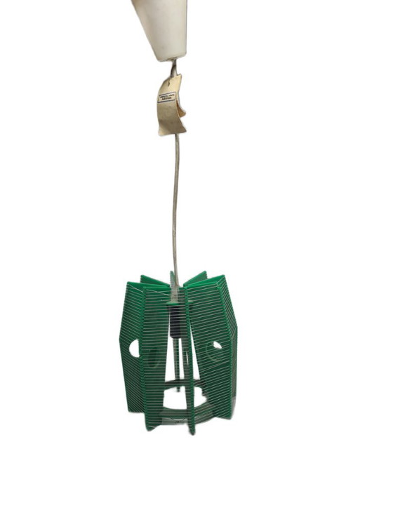 Vintage Pending Lamp by Huta Sedzimira in Cracow, Poland, 1980s – Pendant lamps, Plastic, Textile (photo 4 of 11)