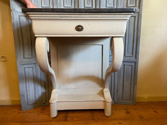 Side Tanble Wandtafel Wand Console Louis Philippe Trumeau – Stone (photo 21 of 21)