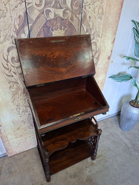 Image 1 of Antique lectern writing table secretary, beautiful carving Victorian style dimensions 58x37cm and 92cm high.