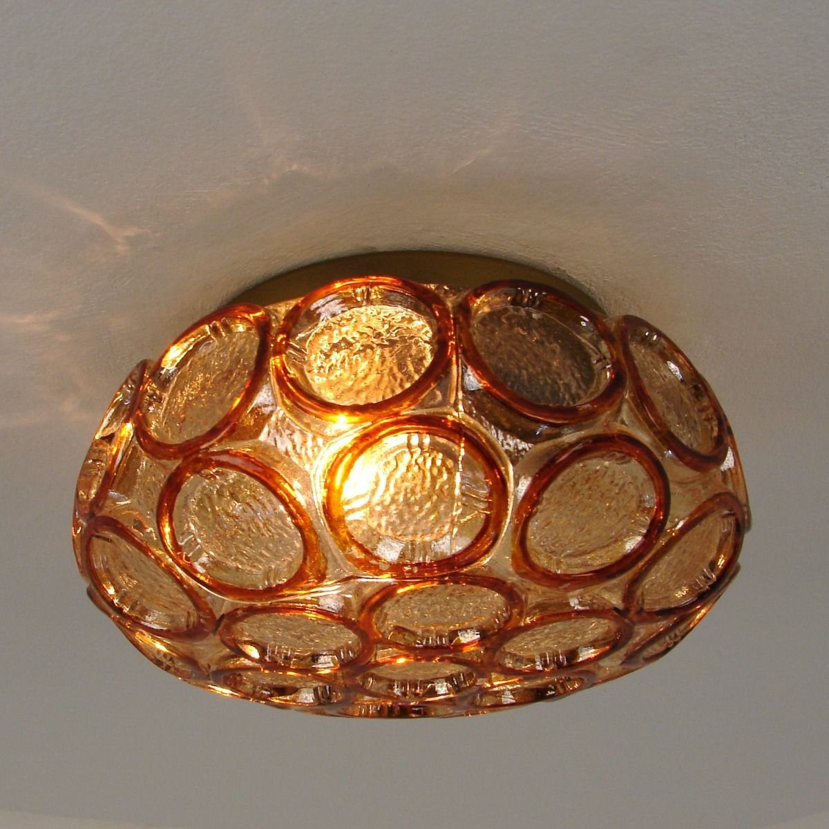 Helena Tynell pour Glashütte Limburg | Plafonnier Amber Bubble | Années 1950/60