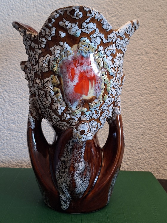 Image 1 of Vintage Vallauris crackle Fat Lava Vase