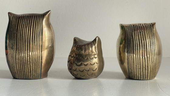 Image 1 of Famille HIBOUX Laiton et Bronze VINTAGE