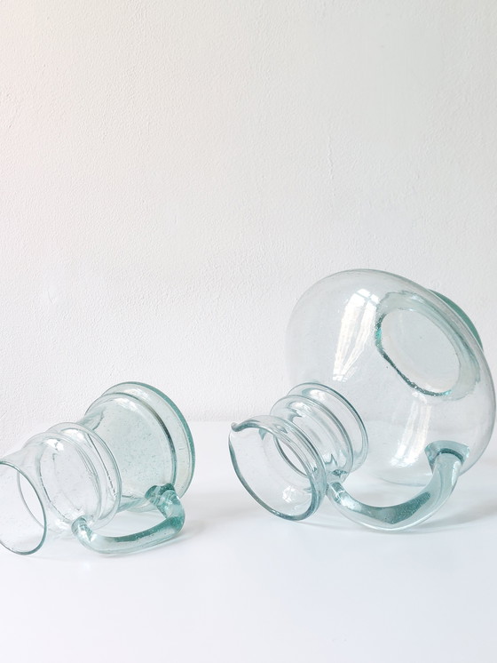 Image 1 of Coppia di caraffe/brocche in vetro vintage di metà secolo