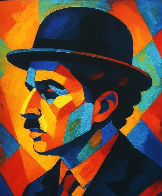 Image 1 of Karmen Moccha: "Charlie Chaplin". Giclée su velluto Hahnemühle, firmata a mano. Edizione 4/10.
