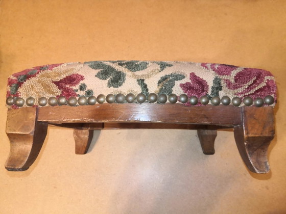 Image 1 of Antique baroque upholstered footstool in Louis XV style (rare)