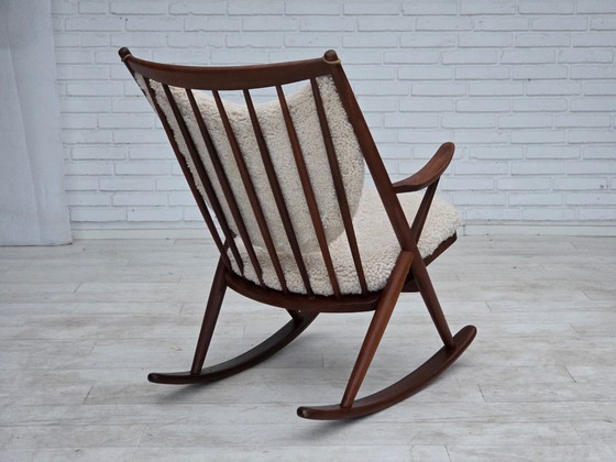 Anni '60, Sedia a dondolo danese di Frank Reenskaug, Modello 182, Pelle di pecora. – Sedie a dondolo, Wood (photo 4 of 17)