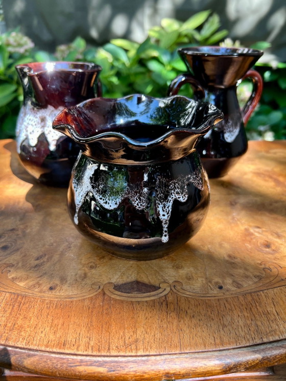 Vintage keramiek set: vaas, kan en amfora in typische jaren 70 look – Servies, Ceramic, 1970 (photo 2 of 7)