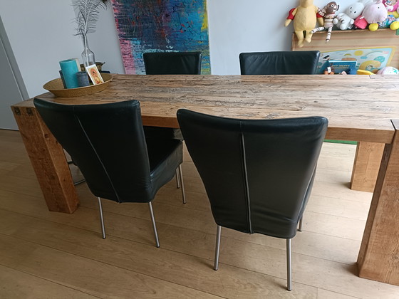 Image 1 of 4 sedie da pranzo in pelle