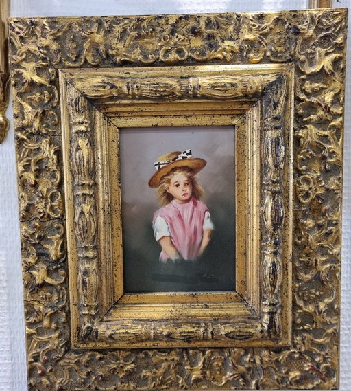 peinture de Maria Vargas "la petite fille au chapeau"