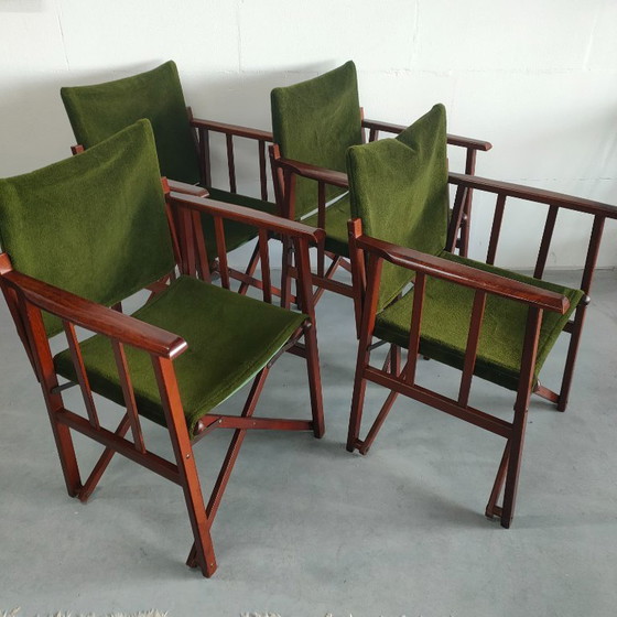 Image 1 of Unique and Rare 1950s Green Brothers 'Foldable' Directors' Chairs Bridge Table Set