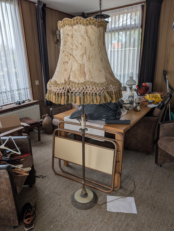 Image 1 of Rara lampada da terra in stile Hollywood Regency – Onice massiccio e bronzo patinato – Anni '60