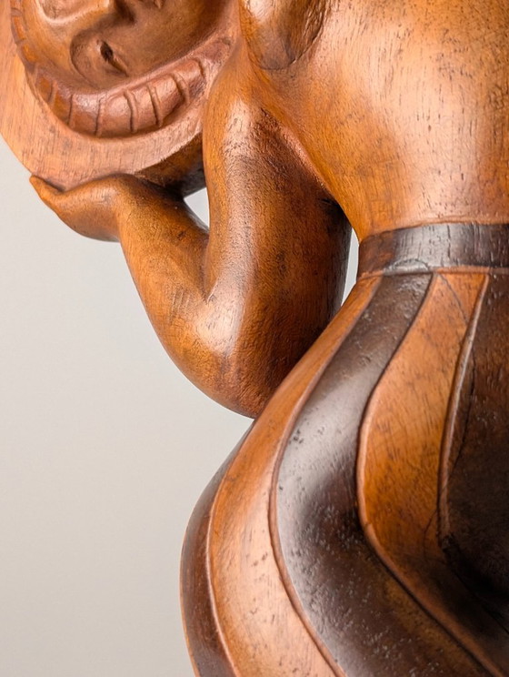 Image 1 of Art Deco Carved Wood Sculpture by Jens Jacob Bregnø, Denmark, 1900s, Signed