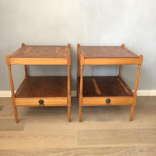 2 mesitas de noche de madera de caoba inglesa