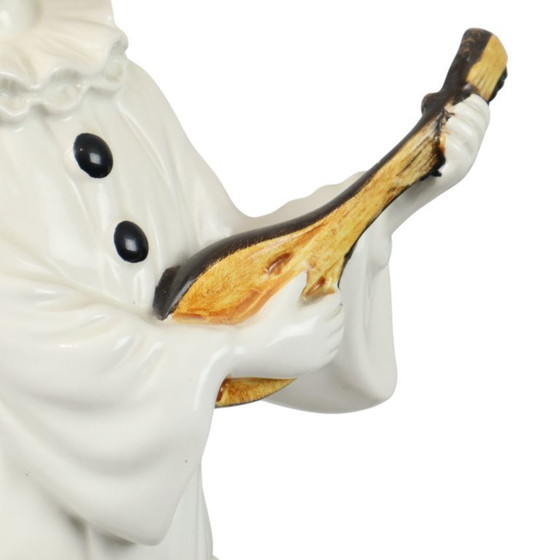 Image 1 of Vintage Pierrot Statue with Lute