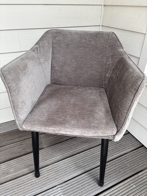 6 Chaises de salle à manger velours Taupe