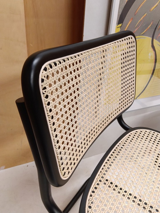 Image 1 of ALIVARMVSEVM 104. SET of 2 CESCA B32 Chairs (NEW) in Black Frame Limited Edition 