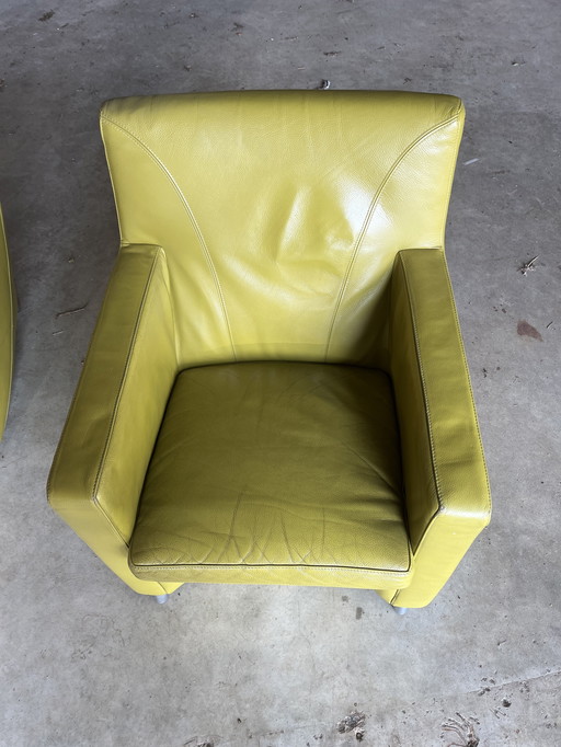 2x Leolux Dolcinea Sessel - Grünes Leder