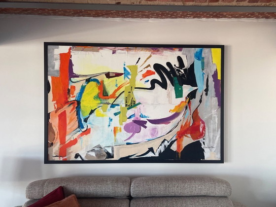 Image 1 of 1 Dipinto acrilico con parte collage su tela