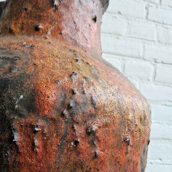 Image 1 of XXL West Germany Floor Vase Carstens Tonnieshof Fat Lava / West Germany Ceramic Vase Extra Large