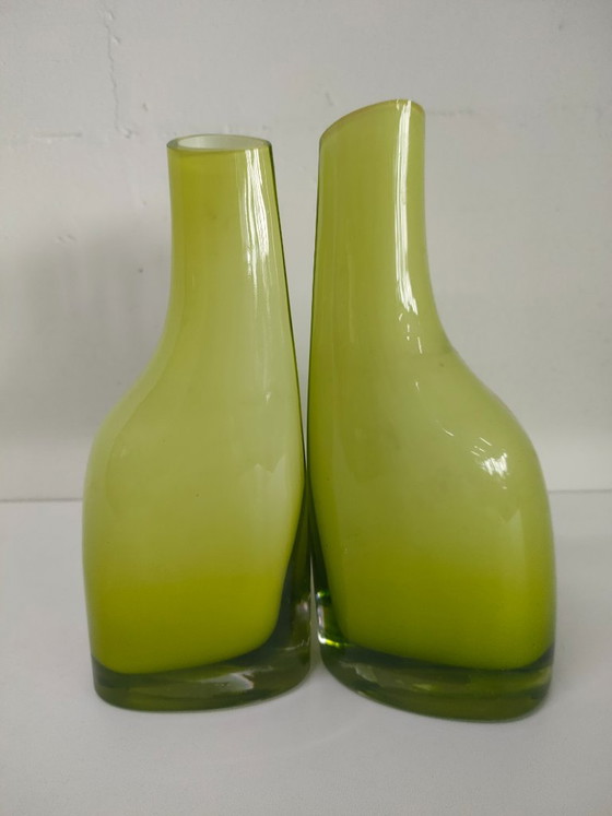 Elegant asymmetric Okkso Vases Ikea 90s, Glass, Green, Modern (photo 8 of 10)