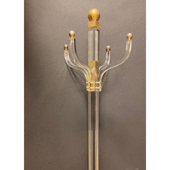 Image 1 of Vintage coat rack in methacrylate and gilded brass, 1970