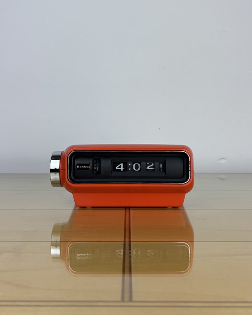 Vintage Sankyo 4000 Digital Clock, Sankyo Clock, Flip, Roll, Alarm Clock, Space Age, 70s, Japan, Minimalism, Mid Century, Orange